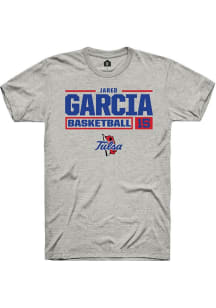 Jared Garcia Ash Tulsa Golden Hurricane NIL Stacked Box Short Sleeve T Shirt