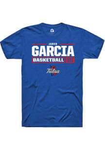 Jared Garcia Blue Tulsa Golden Hurricane NIL Stacked Box Short Sleeve T Shirt