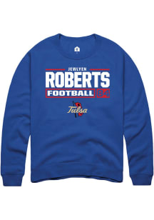 Jewlyen Roberts Rally Mens Blue Tulsa Golden Hurricane NIL Stacked Box Crew Sweatshirt