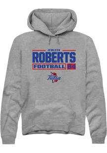 Jewlyen Roberts Rally Mens Graphite Tulsa Golden Hurricane NIL Stacked Box Hooded Sweatshirt