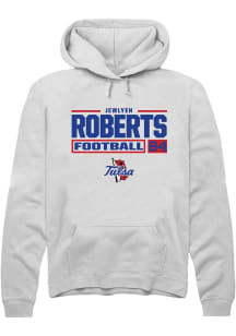 Jewlyen Roberts Rally Mens White Tulsa Golden Hurricane NIL Stacked Box Hooded Sweatshirt