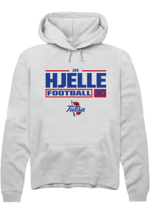 Joe Hjelle Rally Mens White Tulsa Golden Hurricane NIL Stacked Box Hooded Sweatshirt