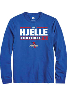 Joe Hjelle Rally Mens Blue Tulsa Golden Hurricane NIL Stacked Box Tee