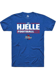 Joe Hjelle Blue Tulsa Golden Hurricane NIL Stacked Box Short Sleeve T Shirt