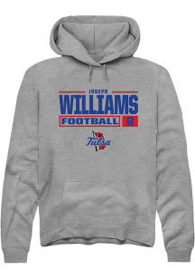 Joseph Williams Rally Mens Graphite Tulsa Golden Hurricane NIL Stacked Box Hooded Sweatshirt