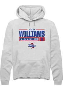 Joseph Williams Rally Mens White Tulsa Golden Hurricane NIL Stacked Box Hooded Sweatshirt