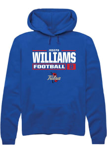 Joseph Williams Rally Mens Blue Tulsa Golden Hurricane NIL Stacked Box Hooded Sweatshirt