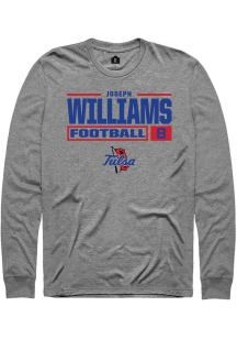 Joseph Williams Rally Mens Graphite Tulsa Golden Hurricane NIL Stacked Box Tee