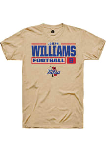 Joseph Williams Tan Tulsa Golden Hurricane NIL Stacked Box Short Sleeve T Shirt