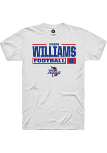 Joseph Williams White Tulsa Golden Hurricane NIL Stacked Box Short Sleeve T Shirt