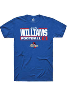 Joseph Williams Blue Tulsa Golden Hurricane NIL Stacked Box Short Sleeve T Shirt