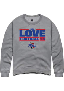 Josh Love Rally Mens Graphite Tulsa Golden Hurricane NIL Stacked Box Crew Sweatshirt