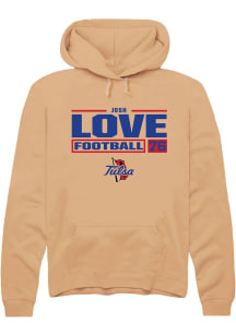 Josh Love Rally Mens Gold Tulsa Golden Hurricane NIL Stacked Box Hooded Sweatshirt