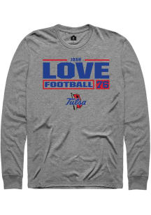 Josh Love Rally Mens Graphite Tulsa Golden Hurricane NIL Stacked Box Tee