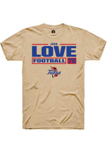 Josh Love Tan Tulsa Golden Hurricane NIL Stacked Box Short Sleeve T Shirt