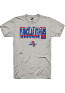 Juan Camilo Mancilla Vargas Ash Tulsa Golden Hurricane NIL Stacked Box Short Sleeve T Shirt