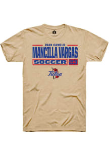 Juan Camilo Mancilla Vargas Tan Tulsa Golden Hurricane NIL Stacked Box Short Sleeve T Shirt