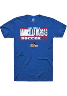 Juan Camilo Mancilla Vargas Blue Tulsa Golden Hurricane NIL Stacked Box Short Sleeve T Shirt