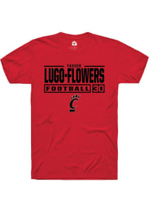 Tavier Lugo-Flowers Red Cincinnati Bearcats NIL Stacked Box Short Sleeve T Shirt