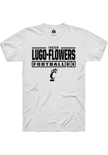 Tavier Lugo-Flowers White Cincinnati Bearcats NIL Stacked Box Short Sleeve T Shirt