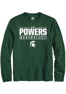 Nick Powers  Michigan State Spartans Green Rally NIL Stacked Box Long Sleeve T Shirt