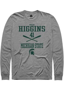 Nolan Higgins  Michigan State Spartans Grey Rally NIL Sport Icon Long Sleeve T Shirt