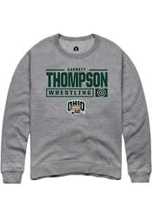 Garrett Thompson  Rally Ohio Bobcats Mens Graphite NIL Stacked Box Long Sleeve Crew Sweatshirt