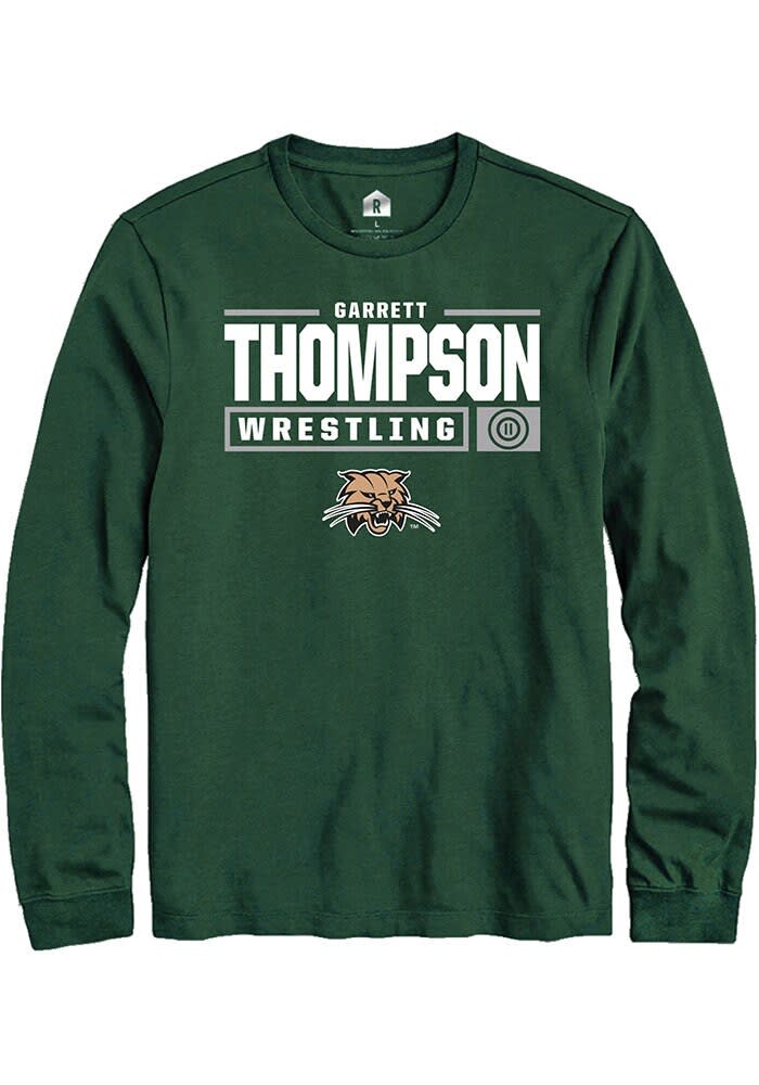 Garrett Thompson Ohio Bobcats Rally NIL Stacked Box Long Sleeve T Shirt