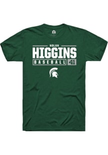 Nolan Higgins Green Michigan State Spartans NIL Stacked Box Short Sleeve T Shirt