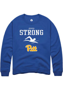 Jessica Strong Rally Mens Blue Pitt Panthers NIL Sport Icon Crew Sweatshirt