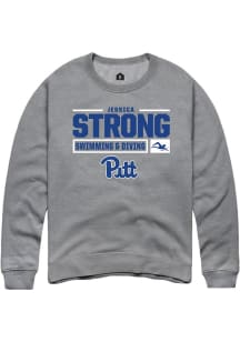 Jessica Strong Rally Mens Graphite Pitt Panthers NIL Stacked Box Crew Sweatshirt