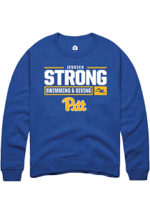 Jessica Strong Rally Mens Blue Pitt Panthers NIL Stacked Box Crew Sweatshirt