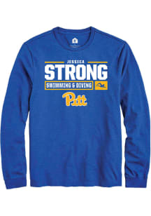 Jessica Strong Rally Mens Blue Pitt Panthers NIL Stacked Box Tee