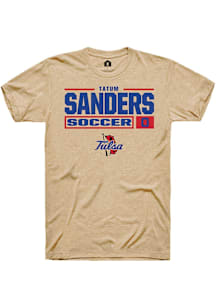 Tatum Sanders  Tulsa Golden Hurricane Tan Rally NIL Stacked Box Short Sleeve T Shirt