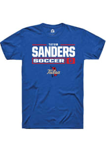 Tatum Sanders Blue Tulsa Golden Hurricane NIL Stacked Box Short Sleeve T Shirt