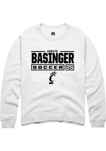 Ashlyn Basinger Rally Mens White Cincinnati Bearcats NIL Stacked Box Crew Sweatshirt