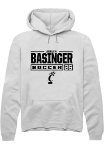 Ashlyn Basinger Rally Mens White Cincinnati Bearcats NIL Stacked Box Hooded Sweatshirt