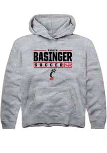 Ashlyn Basinger Rally Youth Grey Cincinnati Bearcats NIL Stacked Box Long Sleeve Hooded Sweatshirt