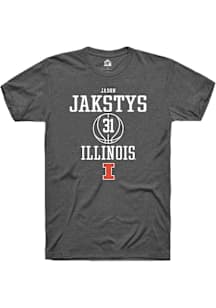 Jason Jakstys  Illinois Fighting Illini Grey Rally NIL Sport Icon Short Sleeve T Shirt
