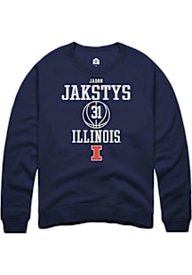 Jason Jakstys  Rally Illinois Fighting Illini Mens Navy Blue NIL Sport Icon Long Sleeve Crew Sweat..