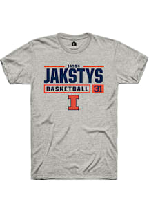 Jason Jakstys  Illinois Fighting Illini Ash Rally NIL Stacked Box Short Sleeve T Shirt