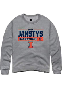 Jason Jakstys  Rally Illinois Fighting Illini Mens Graphite NIL Stacked Box Long Sleeve Crew Sweat..