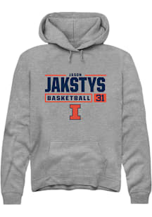 Jason Jakstys  Rally Illinois Fighting Illini Mens Graphite NIL Stacked Box Long Sleeve Hoodie