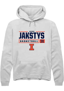 Jason Jakstys  Rally Illinois Fighting Illini Mens White NIL Stacked Box Long Sleeve Hoodie