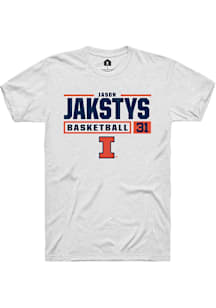 Jason Jakstys  Illinois Fighting Illini White Rally NIL Stacked Box Short Sleeve T Shirt