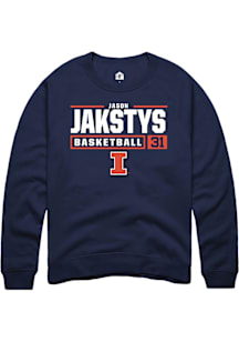 Jason Jakstys  Rally Illinois Fighting Illini Mens Navy Blue NIL Stacked Box Long Sleeve Crew Swea..