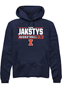 Jason Jakstys  Rally Illinois Fighting Illini Mens Navy Blue NIL Stacked Box Long Sleeve Hoodie