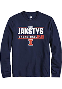 Jason Jakstys  Illinois Fighting Illini Navy Blue Rally NIL Stacked Box Long Sleeve T Shirt