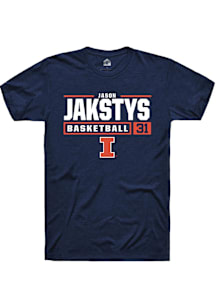 Jason Jakstys  Illinois Fighting Illini Navy Blue Rally NIL Stacked Box Short Sleeve T Shirt