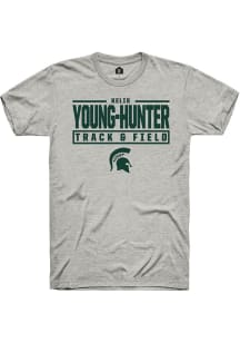 Kelis Young-Hunter Ash Michigan State Spartans NIL Stacked Box Short Sleeve T Shirt